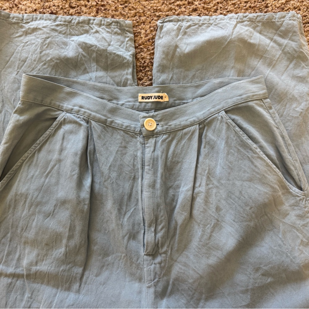 Rudy Jude Pale Blue Pleated Flax Trousers
